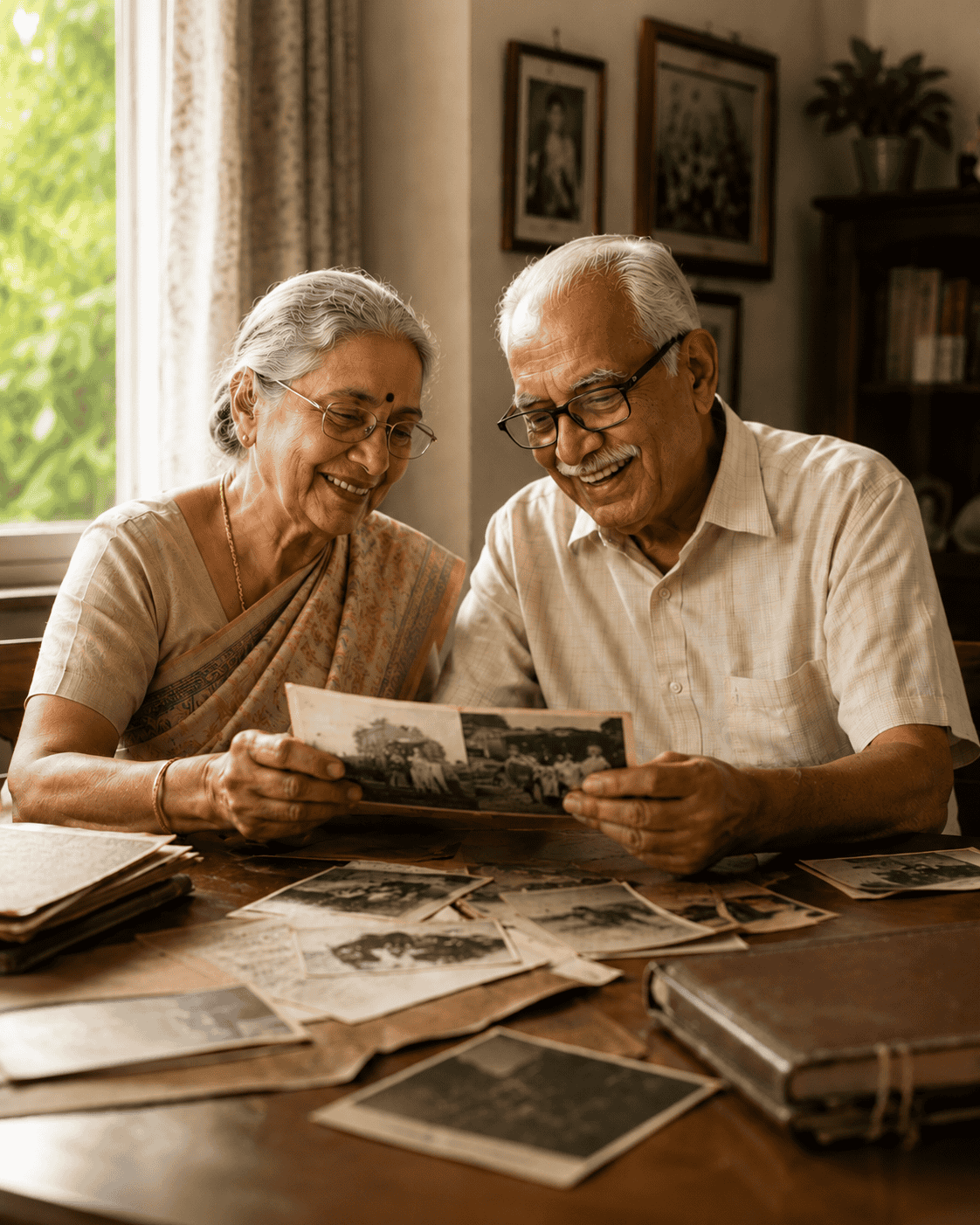 Older couple reviewing share papers